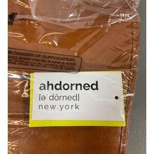 Ahdorned Camel Faux Leather Messenger Bag, Unisex, Adjustable Straps + Bonus Pou